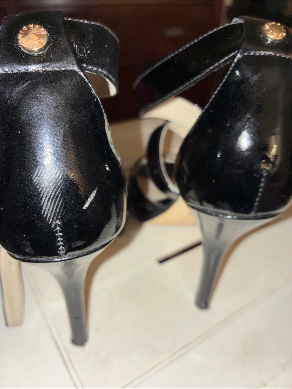 Michael Kors Black Patent Crisscross Heel Sandals